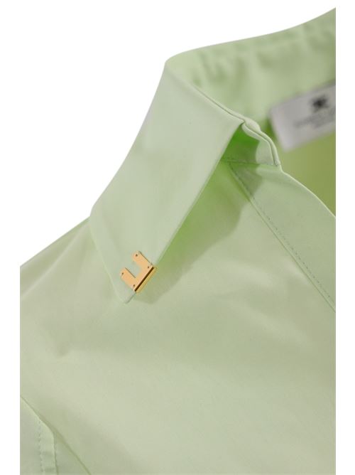 Camicia crop in raso con drappeggio Menta Elisabetta Franchi | CA07851E2124